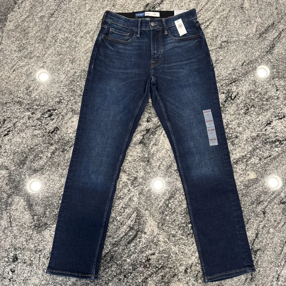 NWT Old Navy Men's Slim 360° Stretch Built-in Flex Jeans, Dark Wash - Size 30x30
